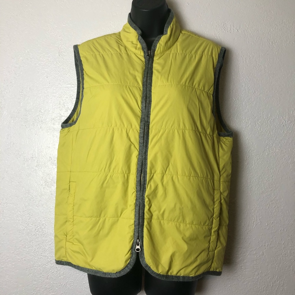 SCOTT JAMES yellow green puffer vest shirt top Sm
